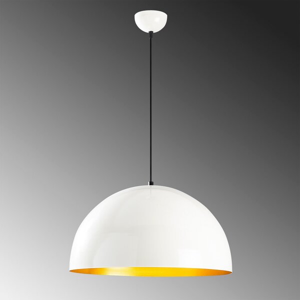 Opviq Berceste 234-S lampă suspendată Ø50cm alb / auriu, reglabil, Alb, Camera de zi / sufragerie, Metal