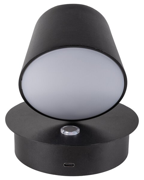 Näve Tondo aplică LED acumulator suport magnetic negru, reglabil, Negru, Camera de zi / sufragerie, Metal, Scandinavă