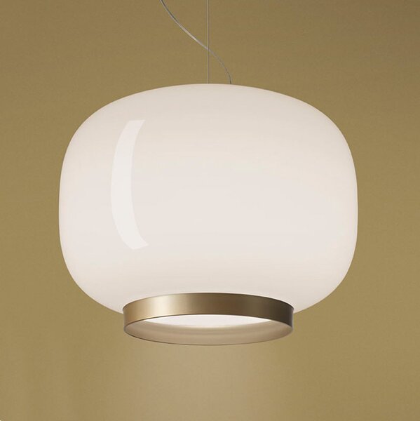 Foscarini Chouchin Reverse 1 E27 LED auriu/alb, reglabil, Alb, Bucătărie, Sticlă, Design