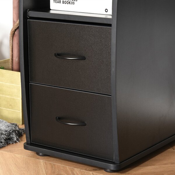 HOMCOM Masă de Birou Modernă cu Suport pentru Computer cu Sertare, Poliță Extensibilă și Suport pentru Tastatură, 120x55x85cm, Negru | Aosom Romania