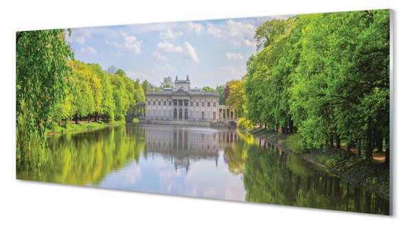 Tablouri pe sticlă Palatul Varșovia a lacului de pădure