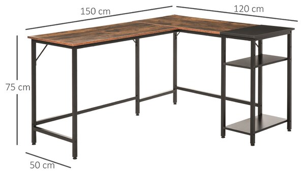 HOMCOM birou pentru calculator, stil industrial, 150x120x75cm | Aosom Ro