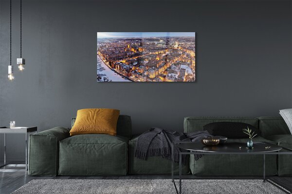 Tablouri pe sticlă râu panorama de iarnă Gdańsk