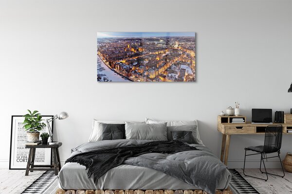 Tablouri pe sticlă râu panorama de iarnă Gdańsk