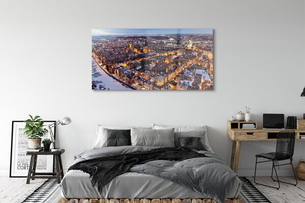Tablouri pe sticlă râu panorama de iarnă Gdańsk