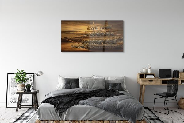 Tablouri pe sticlă nori de nave maritime
