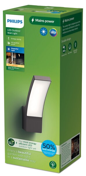 Philips LED pentru exterior Splay UE, Negru, Aluminiu, Modern