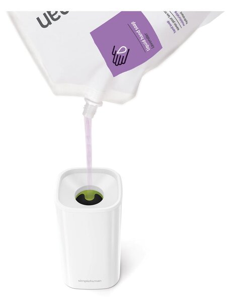 Dozator de săpun lichid alb din oțel 295 ml Pulse – simplehuman