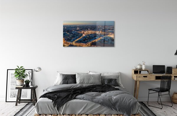 Tablouri pe sticlă panorama Cracovia noapte