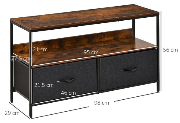 HOMCOM comoda TV stil industrial 98x29x56cm, maro si negru | Aosom Romania