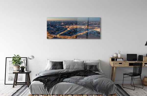 Tablouri pe sticlă panorama Cracovia noapte
