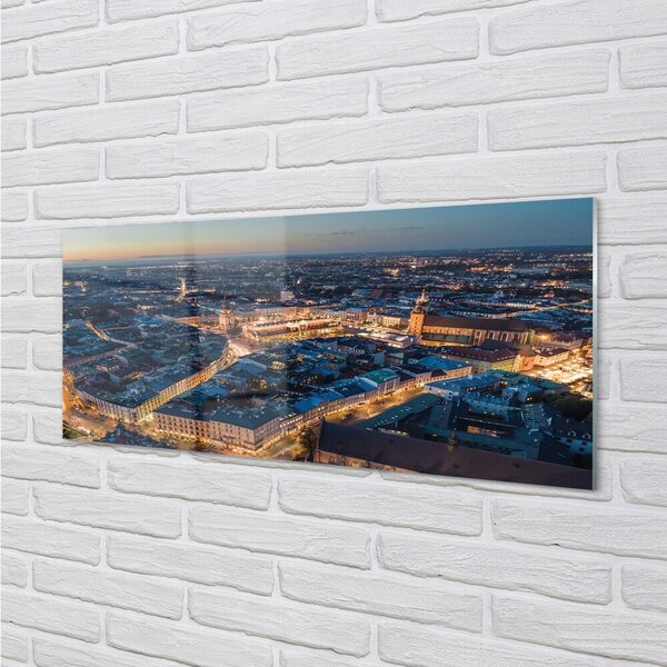 Tablouri pe sticlă panorama Cracovia noapte