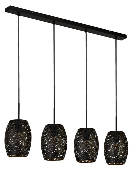 Searchlight Lampă suspendată Laser, negru, metal, 4 becuri, E27, reglabil, Negru, Camera de zi / sufragerie, Metal, Modern