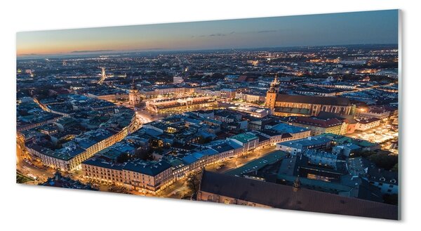 Tablouri pe sticlă panorama Cracovia noapte