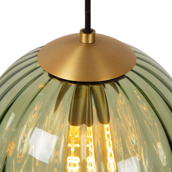 Lucide Lampă suspendată Monsaraz, verde/ambră, E27, 4 becuri, reglabil, Multicolor, Camera de zi / sufragerie, Sticlă