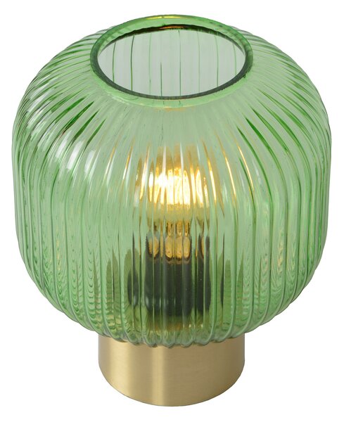 Lucide Lampă de masă din sticlă Maloto, verde/galben, Ø 20 cm, E27, Verde, Camera de zi / sufragerie, Sticlă