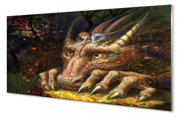 Panouri de sticlă Forest fată dragon cap