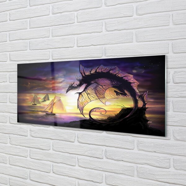 Panouri de sticlă Dragon ambarcațiuni de mare nori