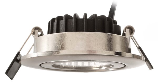 Deko-Light Plafonieră LED încastrată Dione, IP44, 3.000 K, nichel, dimabil, reglabil, Gri, Baie, Aluminiu, Modern, Corpuri de iluminat încastrate rotunde