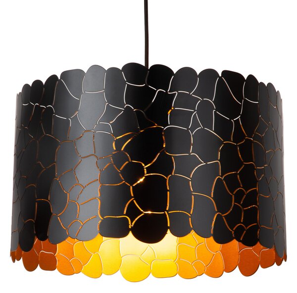 Lucide Lampă suspendată Almelo, 1 bec, negru / auriu, metal, reglabil, Negru, Camera de zi / sufragerie, Metal, Modern