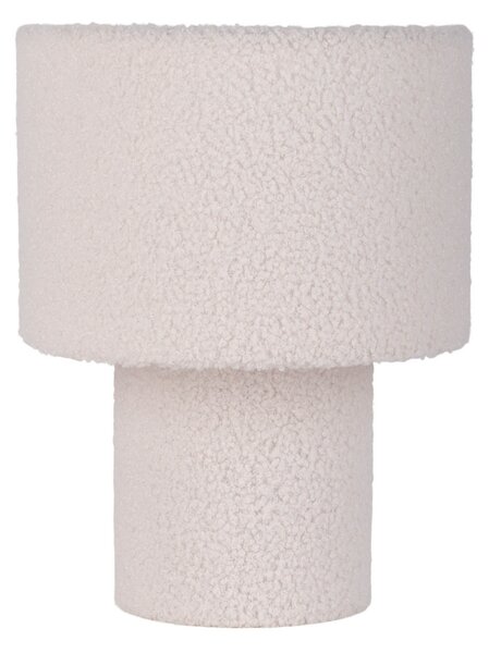 Näve Lampă de masă Fluffy, alb, înălțime 31 cm textil E27 cilindric, Alb, Camera de zi / sufragerie, Țesătură / Textil