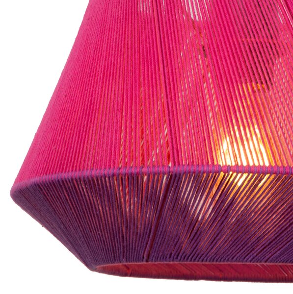 Lucide Lampă suspendată Jessica, roz, 1 bec, Ø 30 cm, bumbac, reglabil, Roz / Rosé, Camera de zi / sufragerie, Țesătură / Textil