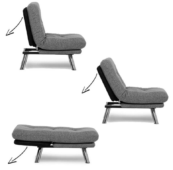 Set canapea extensibila 3 locuri si 1 fotoliu extensibila ,living, 180x110 cm – stofa, gri – Merburn