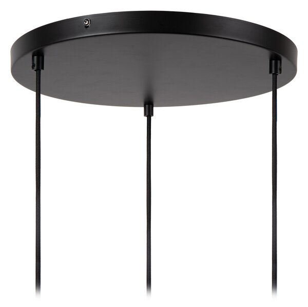 Lucide Lampă suspendată Jessica, 3 becuri, negru, Ø 30 cm, bumbac, reglabil, Negru, Camera de zi / sufragerie, Țesătură / Textil