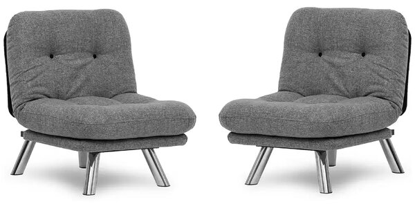 Set canapea extensibila 3 locuri si 1 fotoliu extensibila ,living, 180x110 cm – stofa, gri – Merburn