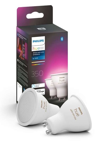 Philips Hue - Philips Hue White & Color 6W Bluetooth GU10 Bec 2 pc. Philips Hue