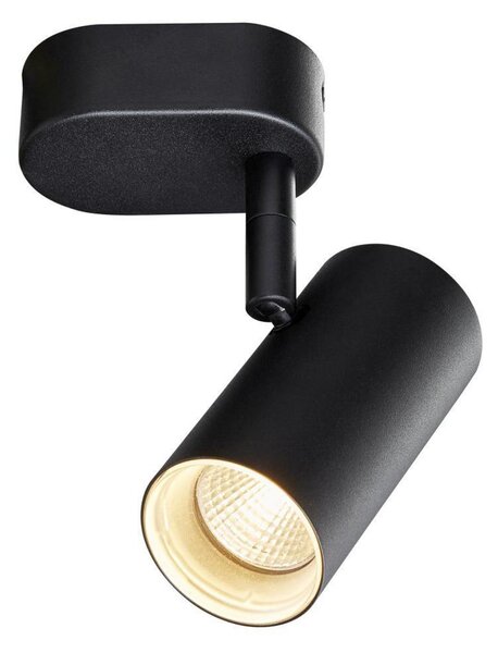 SLV Spot LED de perete Noblo, 2.700 K, negru, 13 cm metal, reglabil, Negru, Camera de zi / sufragerie, Aluminiu, Modern