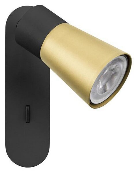 SLV Aplică de perete Puri 2.0 Cone, negru/auriu, 15 cm, reglabil, Negru, Camera de zi / sufragerie, Aluminiu, Modern
