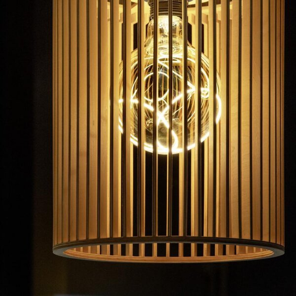 SLV Lampă suspendată Wud, lemn deschis la culoare, Ø 25 cm, lemn, reglabil, Lemn, Camera de zi / sufragerie, Lemn