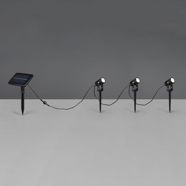 Reality Leuchten Radiator solar Obidos, negru mat, aluminiu, set de 3, Negru, Aluminiu