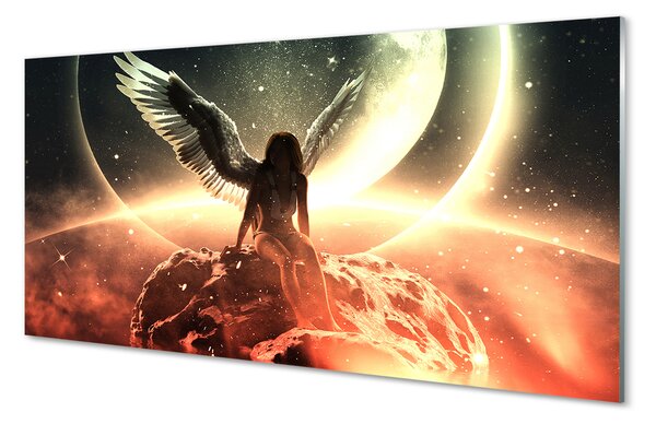 Tablouri pe sticlă aripi de sex feminin luna meteorit
