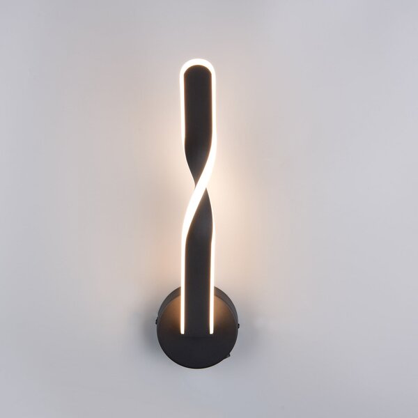Reality Leuchten Aplică de perete LED Ginko, negru mat, metal, înălțime 45,5 cm, Negru, Camera de zi / sufragerie, Metal, Modern