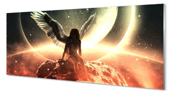 Tablouri pe sticlă aripi de sex feminin luna meteorit