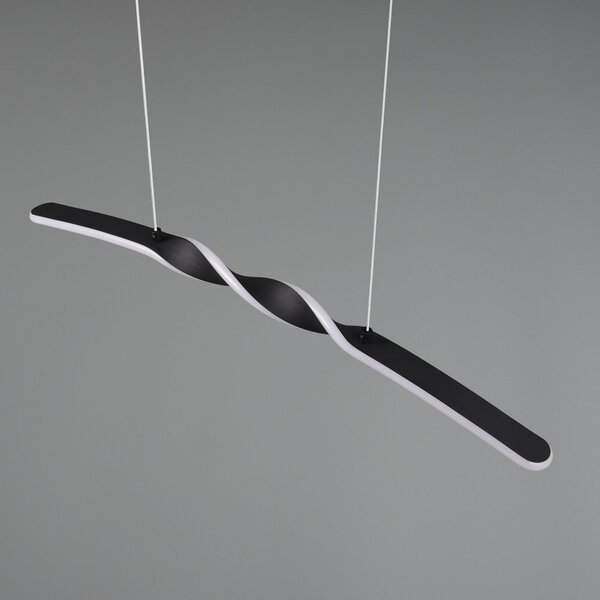 Reality Leuchten Lampă suspendată LED Ginko, negru mat, metal, lungime 79 cm, Negru, Camera de zi / sufragerie, Metal, Modern