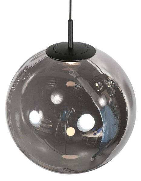 Steinhauer Lampă suspendată LED Bollique, 5 becuri. rotundă, negru, sticlă, reglabil, Negru, Camera de zi / sufragerie, Sticlă, glob