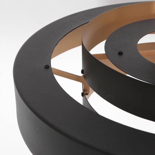 Steinhauer Lampă suspendată Flinter, negru, metal, Ø 50 cm, E27, reglabil, Negru, Camera de zi / sufragerie, Metal, Modern