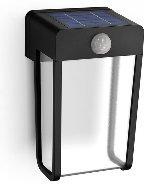 Philips LED Solar Aplică de perete Shroud, negru/transparent, pachet 2 bucăți, Negru, Plastic, Modern