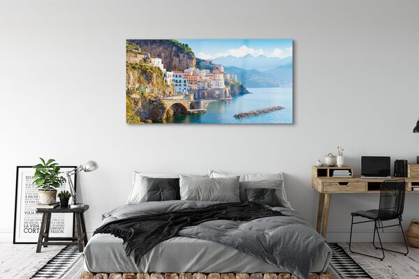 Tablouri pe sticlă Italia clădiri coasta mare