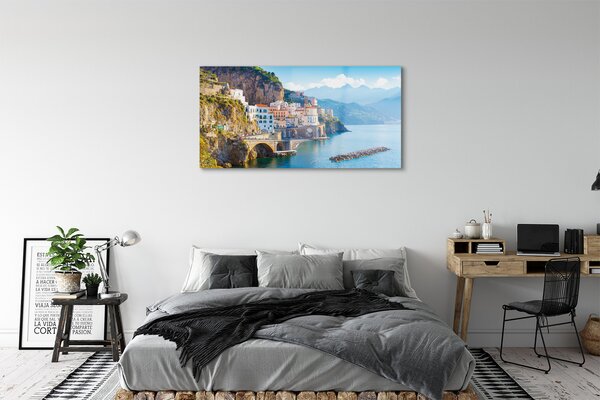 Tablouri pe sticlă Italia clădiri coasta mare