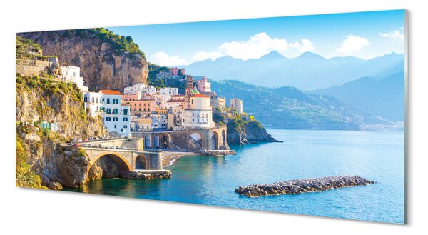 Tablouri pe sticlă Italia clădiri coasta mare
