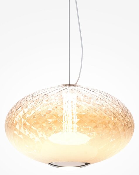 Maytoni Lampă suspendată din sticlă Bruma, crom/alb, înălțime 19,5 cm, reglabil, Alb, Camera de zi / sufragerie, Sticlă