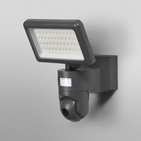 OSRAM SMART+ Cameră LED exterioară WiFi FLOOD, grafit, senzor IP44, reglabil, Gri, Aluminiu, Modern, Spot de perete