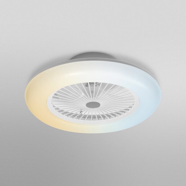 OSRAM SMART+ Ventilator de tavan cu LED WiFi ROUND alb silențios 55 cm, reglabil, Alb, Camera de zi / sufragerie, Plastic, Modern