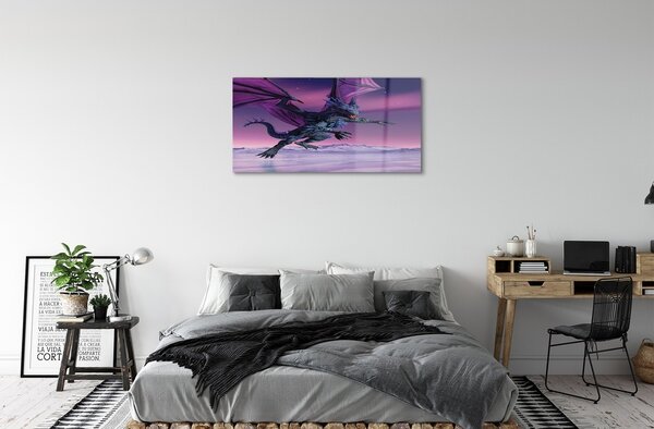 Tablouri pe sticlă Dragon cer colorat