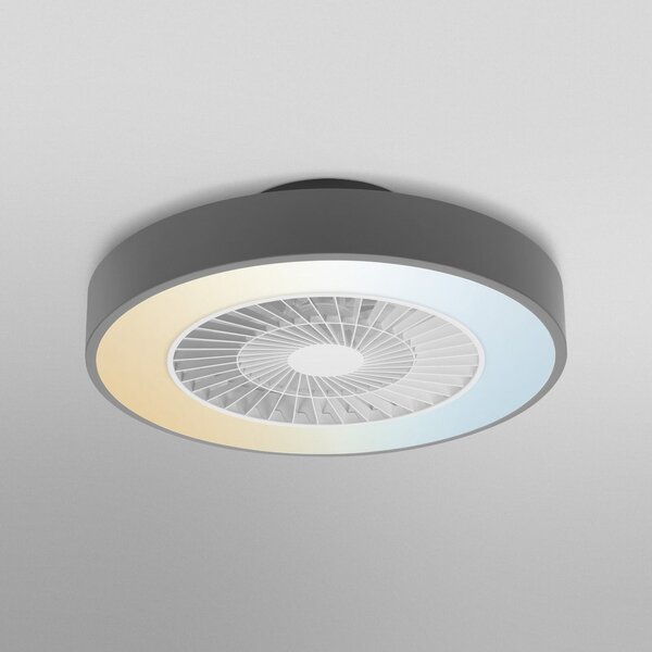 OSRAM SMART+ Ventilator de tavan cu LED WiFi CYLINDER, gri, silențios, reglabil, Gri, Camera de zi / sufragerie, Plastic, Modern