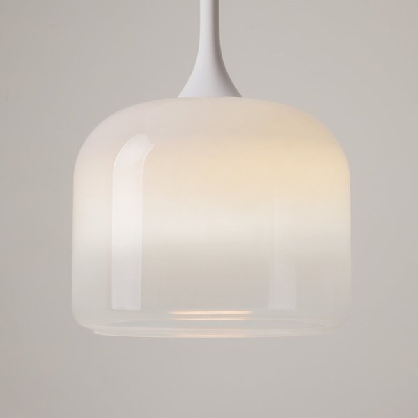 Maytoni Lampă suspendată LED Spirito, alb, sticlă/metal, Ø 26 cm, Alb, Camera de zi / sufragerie, Sticlă